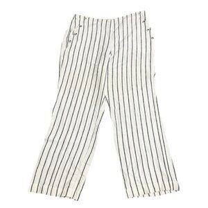 Chico’s Casual Workwear Vacation 100% Linen Travel Striped Wide-Leg Pants